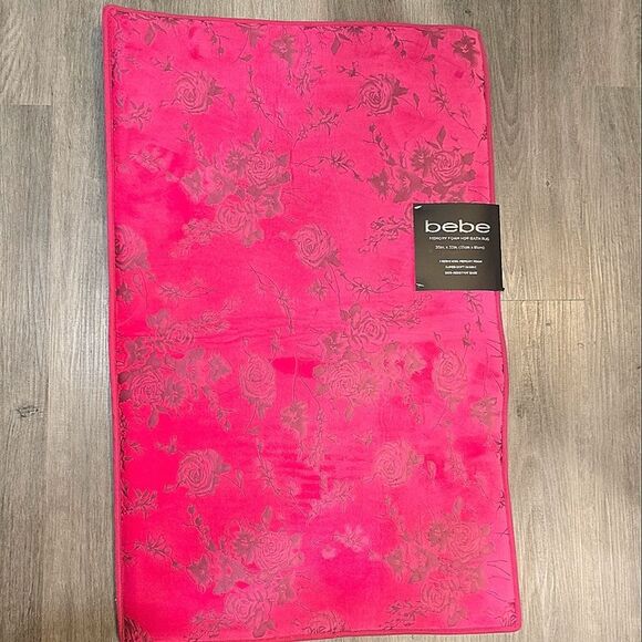 Bebe Floral Print Memory Foam HD Bath Rug- Pink - Picture 4 of 5